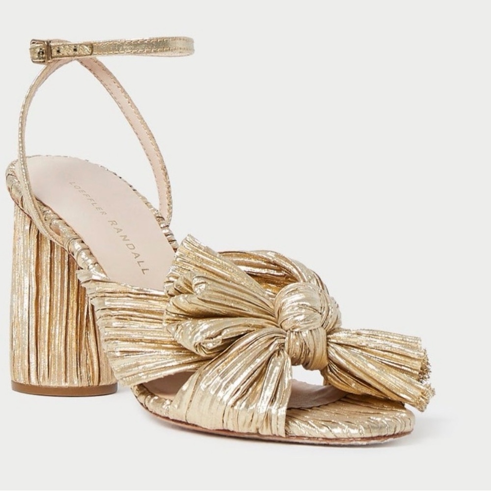 Loeffler Randall Gold Camellia Heeled Sandals size 7
